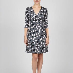 Banana Republic Grey & White Polka Dot Wrap Dress – Size S